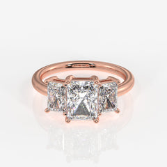 Radiant Cut Moissanite Diamond Three Stone Sterling Silver Ring