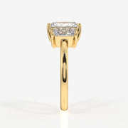 Radiant Cut Moissanite Diamond Trilogy 14k Gold Ring