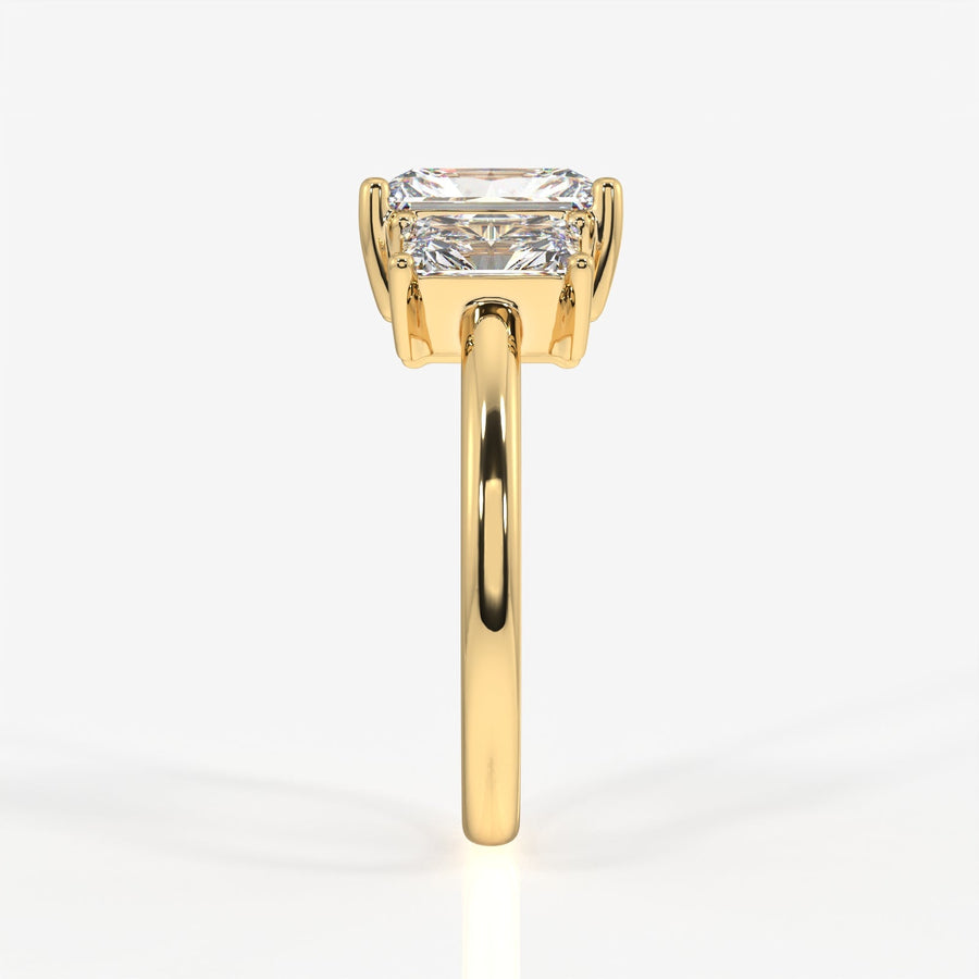 Radiant Cut Moissanite Diamond Trilogy Sterling Silver Ring