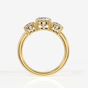 Round Cut Moissanite Diamond Trilogy 18k Gold Ring