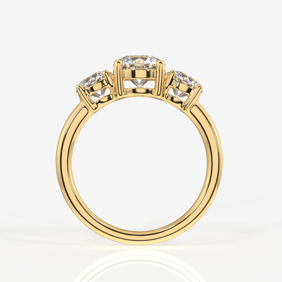 Round Cut Moissanite Diamond Trilogy 18k Gold Ring