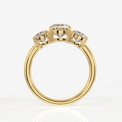 Round Cut Lab Grown Diamond Three Stone 18k Gold Ring