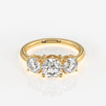 Round Cut Moissanite Diamond Trilogy 18k Gold Ring
