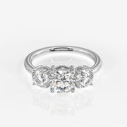Round Cut Moissanite Diamond Trilogy 18k Gold Ring