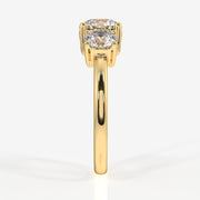 Round Cut Moissanite Diamond Trilogy 18k Gold Ring