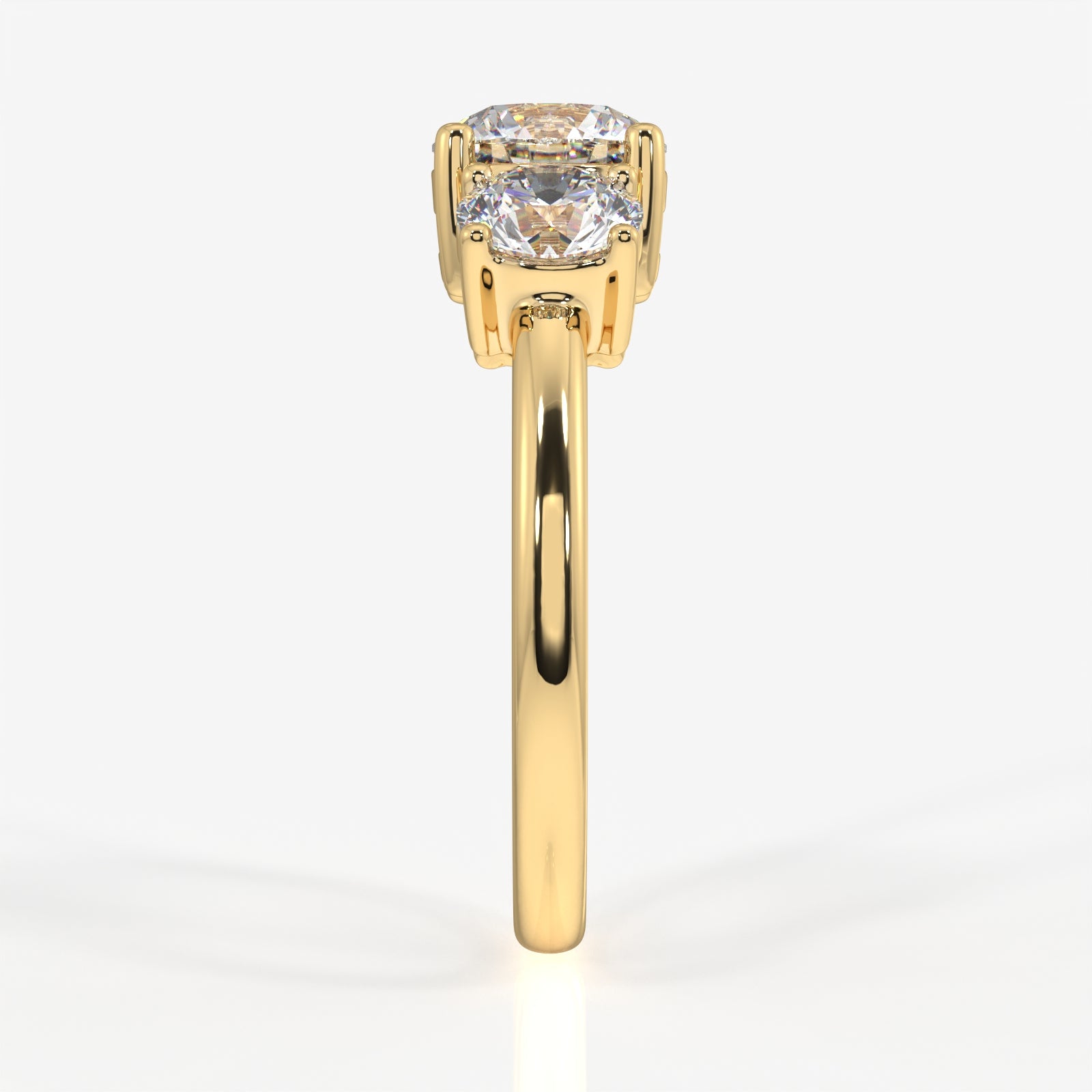 Round Cut Moissanite Diamond Trilogy 18k Gold Ring