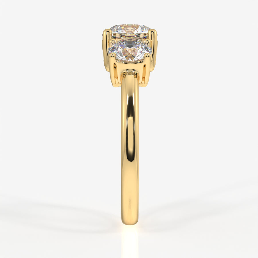 Round Cut Moissanite Diamond Trilogy 18k Gold Ring
