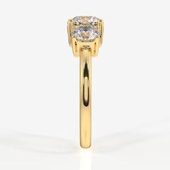 Round Cut Lab Grown Diamond Three Stone 14k Gold Ring