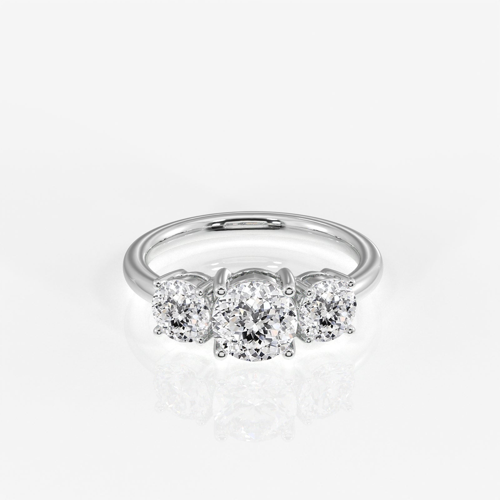 Portuguese Cut Lab Grown Diamond Trilogy 9K Gold Ring