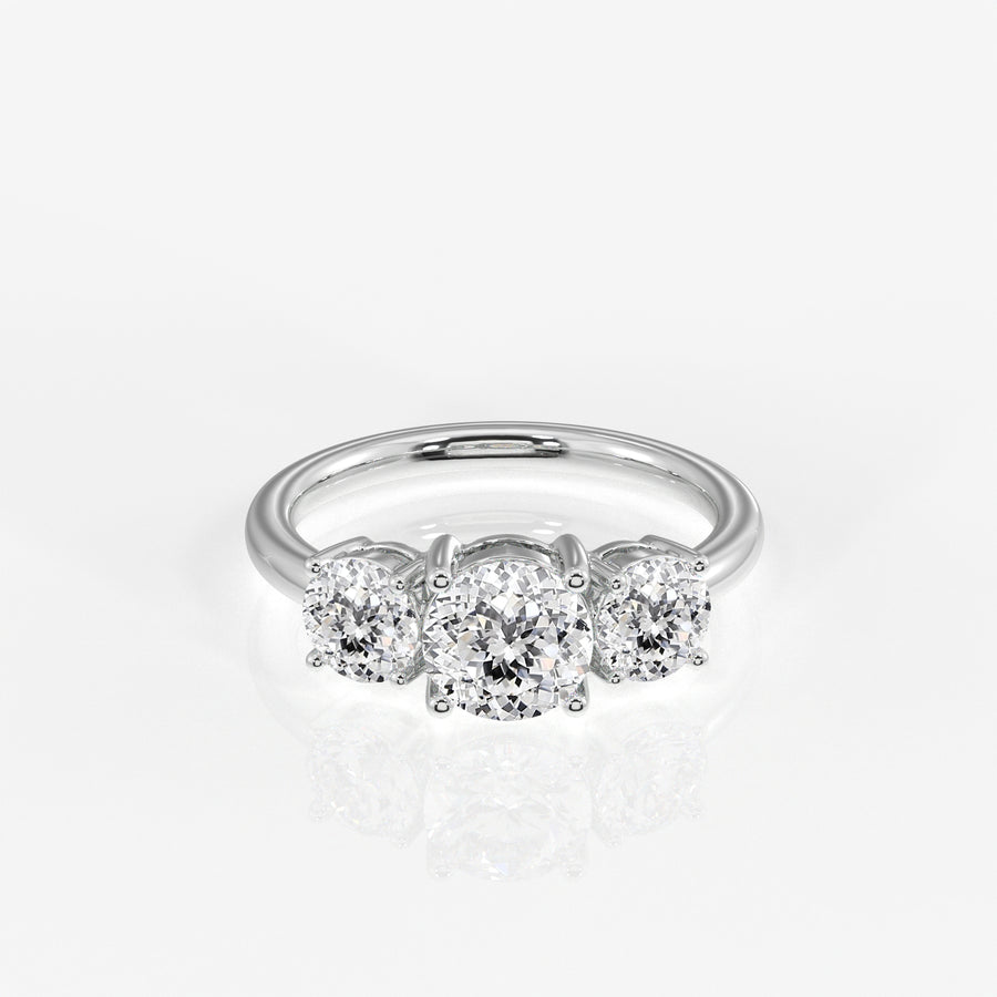 Portuguese Cut Lab Grown Diamond Trilogy 9K Gold Ring