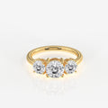 Portuguese Cut Lab Grown Diamond Trilogy 9K Gold Ring