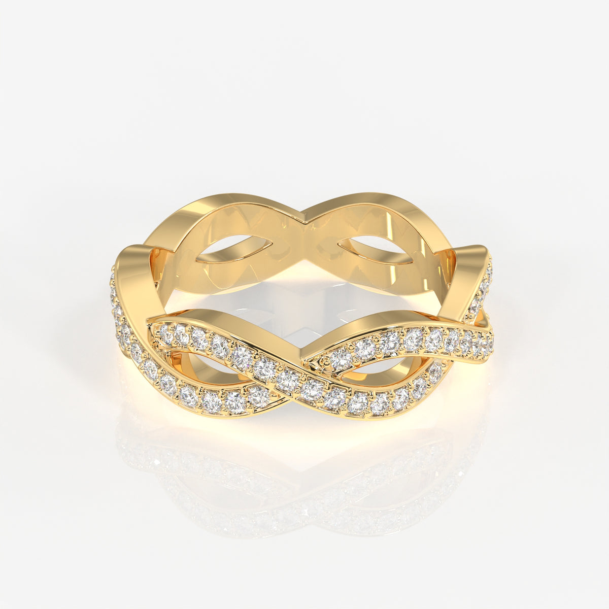 Round Cut Lab Grown Diamond twisted Eternity 14k Gold Band