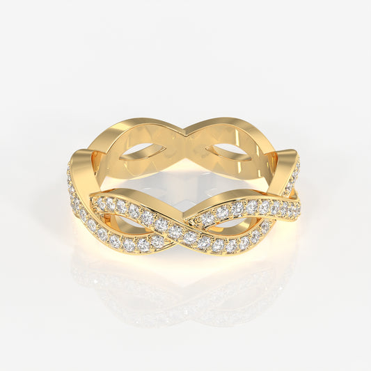 Round Cut Lab Grown Diamond twisted Eternity 18k Gold Band