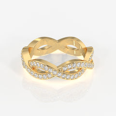 Round Cut Lab Grown Diamond twisted Eternity 14k Gold Band