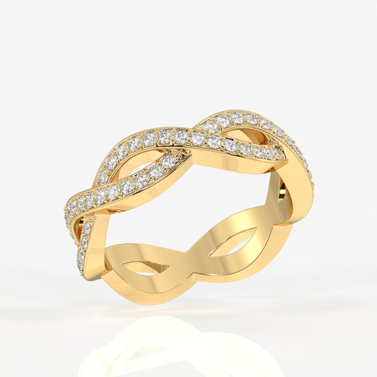 Round Cut Lab Grown Diamond twisted Eternity 18k Gold Band