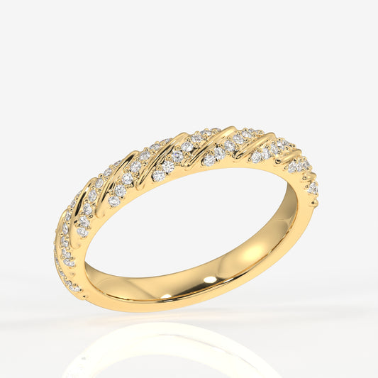 Round Cut Lab Grown Diamond Wedding Band 14k Gold Ring