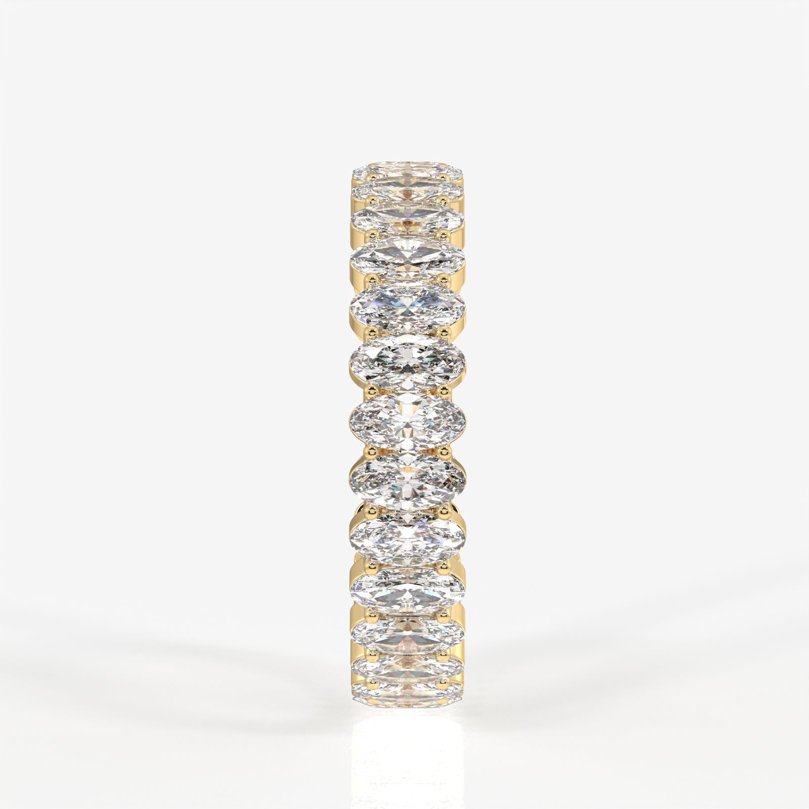 Oval Cut Moissanite Diamond Eternity 18k Gold Band Ring