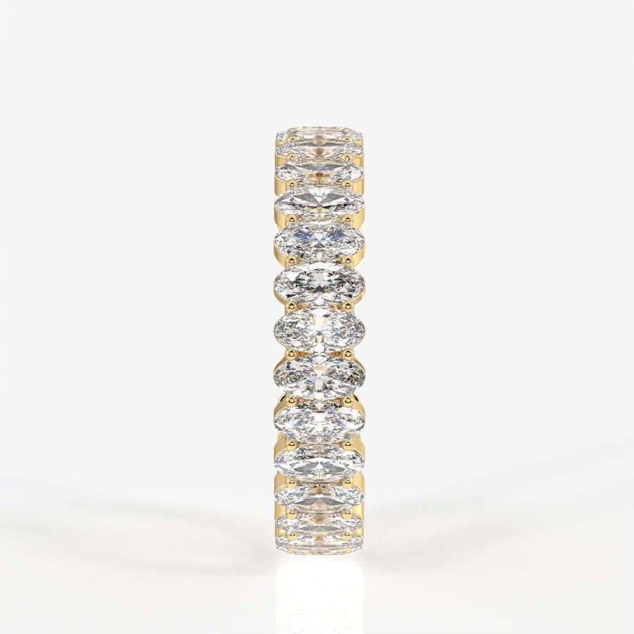 Oval Cut Moissanite Diamond Eternity 18k Gold Band Ring
