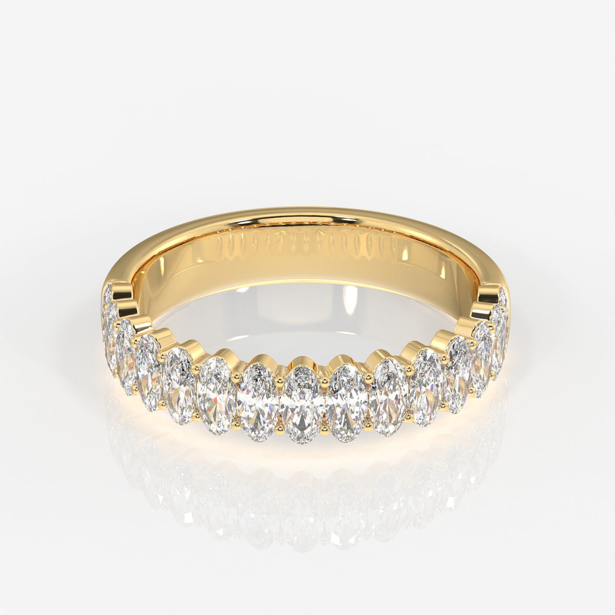 Oval Cut Lab Grown Diamond Wedding 18k Gold Band Ring