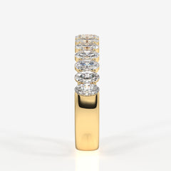 Oval Cut Lab Grown Diamond Wedding 18k Gold Band Ring