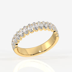 Oval Cut Lab Grown Diamond Wedding 14k Gold Band Ring