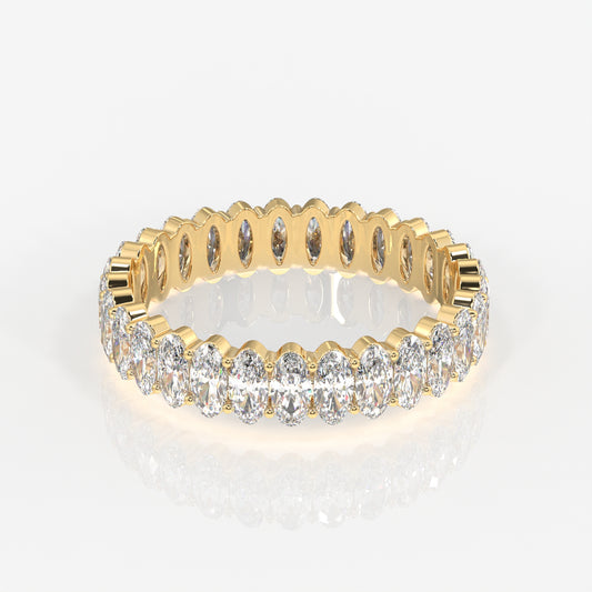 Oval Cut Lab Grown Diamond Eternity 14k Gold Band Ring