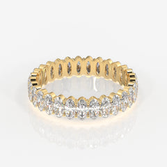 Oval Cut Lab Grown Diamond Eternity 18k Gold Band Ring