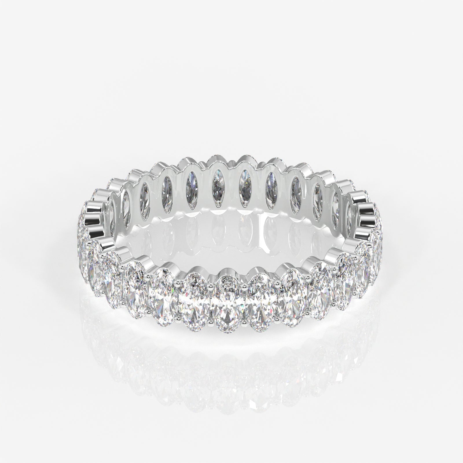 Oval Cut Moissanite Diamond Eternity 18k Gold Band Ring