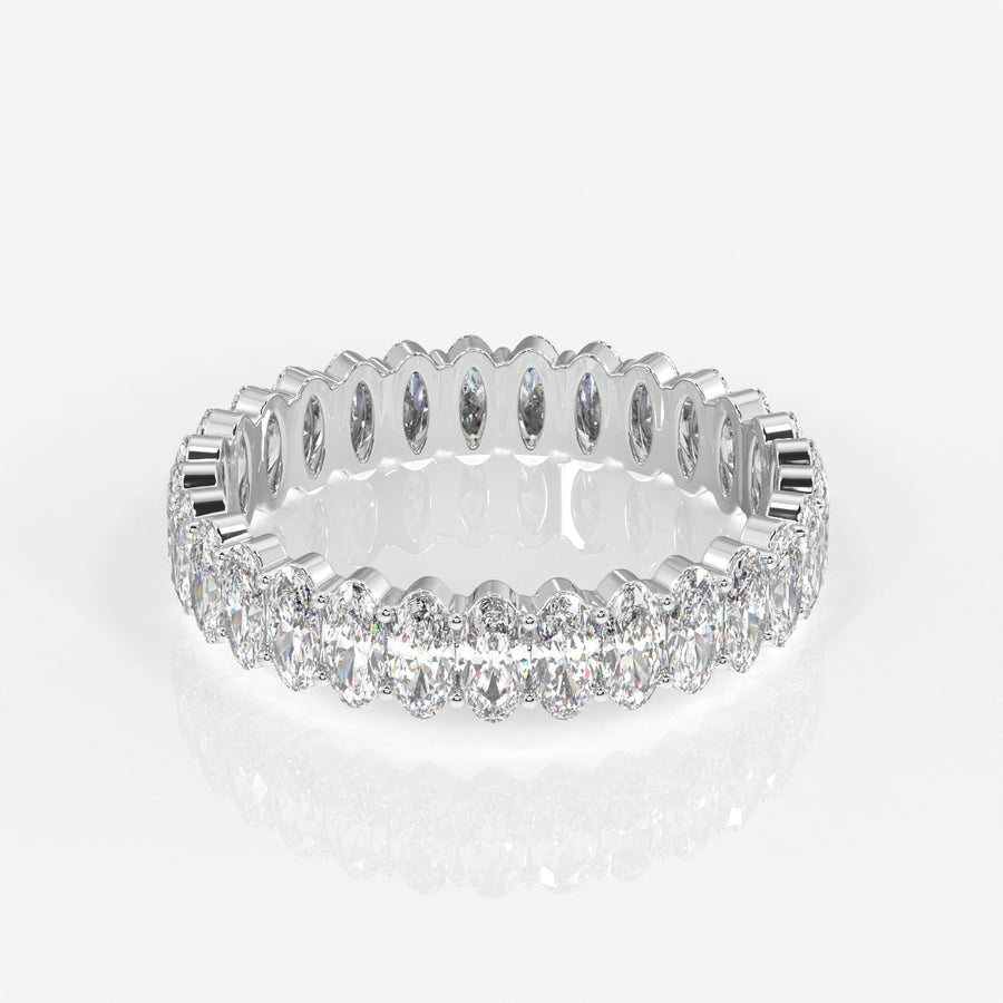 Oval Cut Moissanite Diamond Eternity 18k Gold Band Ring