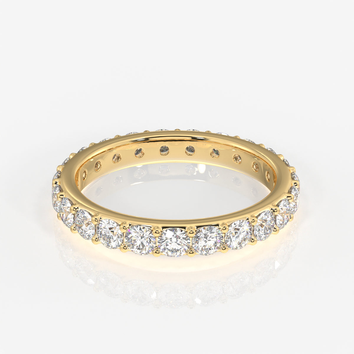 Round Cut Lab Grown Diamond Eternity 18k Gold Band Ring