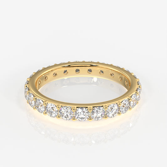 Round Cut Moissanite Diamond Eternity 18k Gold Band Ring