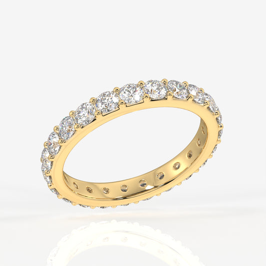 Round Cut Moissanite Diamond Eternity 14k Gold Band Ring