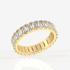 Emerald Cut Moissanite Diamond Eternity 18k Gold Band Ring