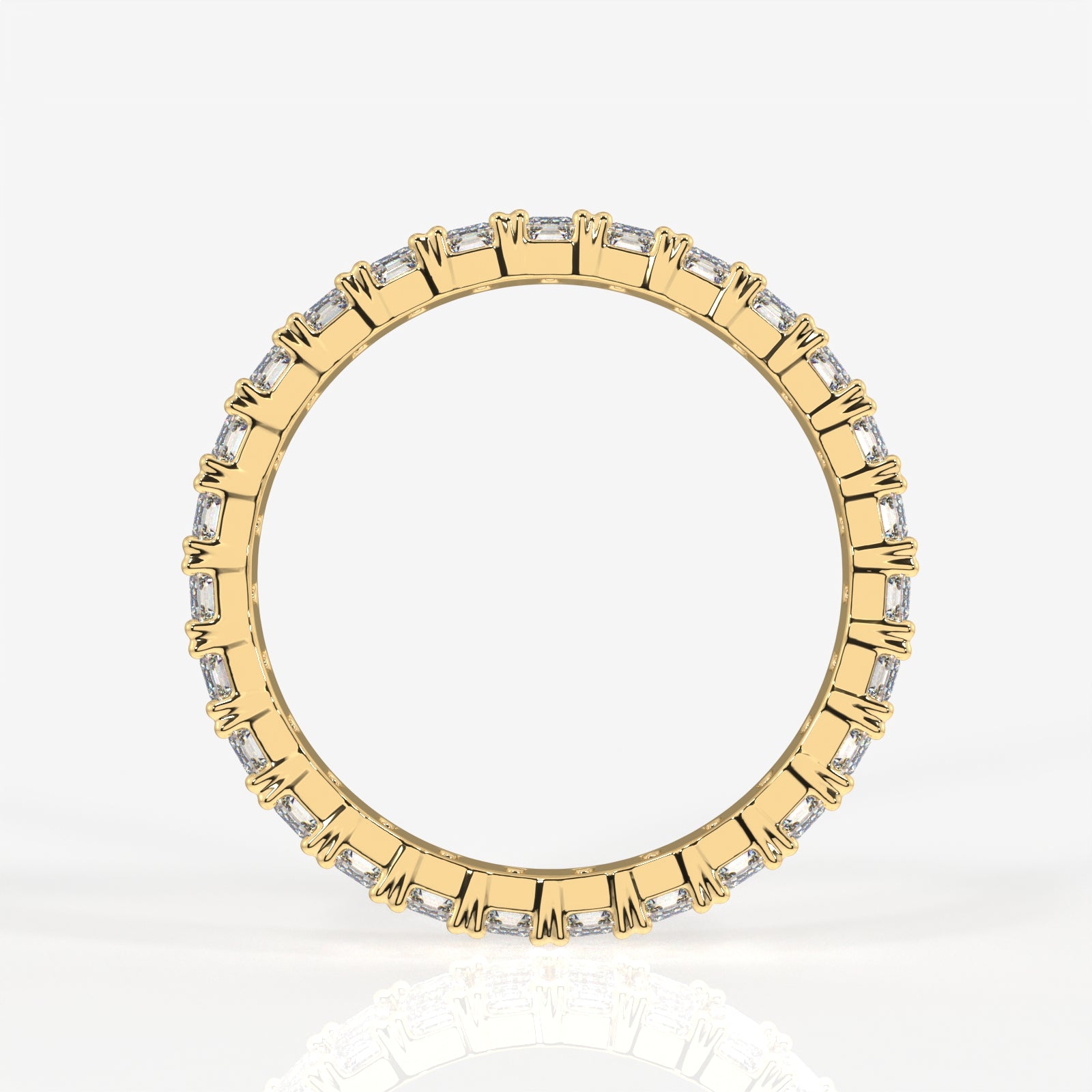 Emerald Cut Moissanite Diamond Eternity 18k Gold Band Ring