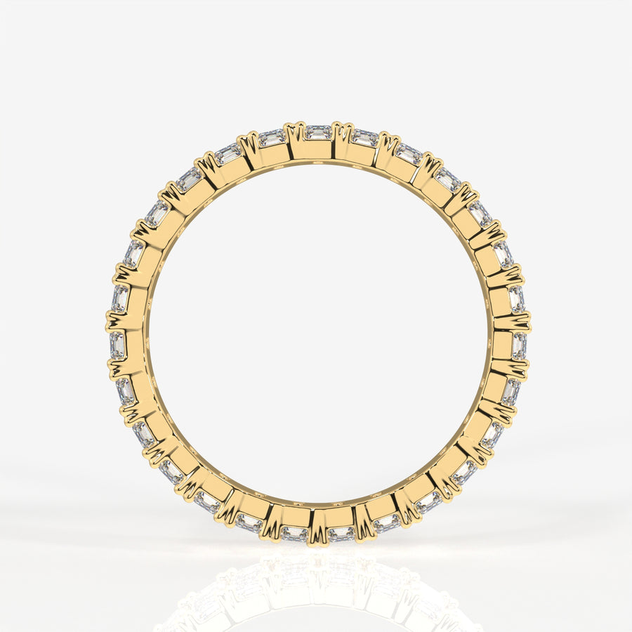 Emerald Cut Moissanite Diamond Eternity 18k Gold Band Ring