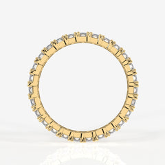 Emerald Cut Moissanite Diamond Eternity Sterling Silver Band Ring
