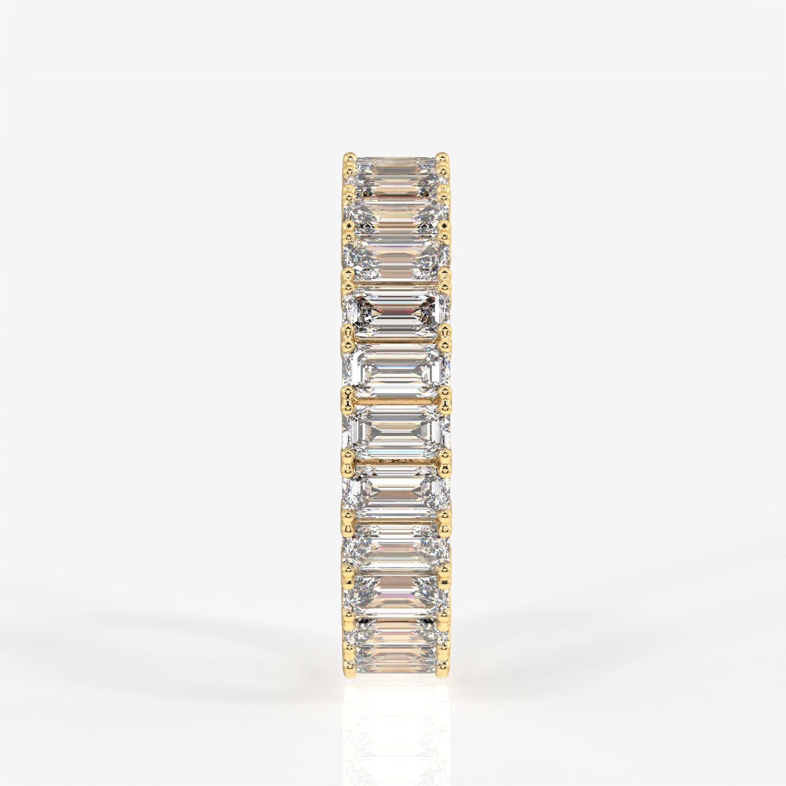 Emerald Cut Moissanite Diamond Eternity 9k Gold Band Ring