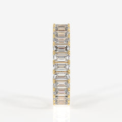 Emerald Cut Moissanite Diamond Eternity 18k Gold Band Ring