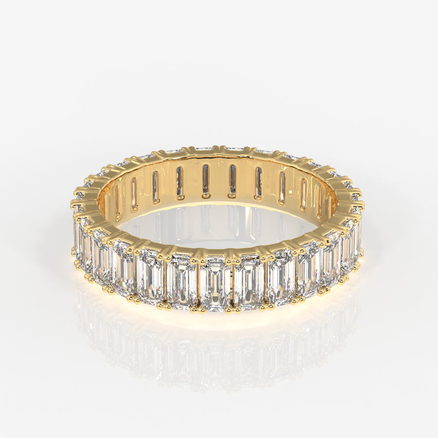 Emerald Cut Lab Grown Diamond Eternity 14k Gold Band Ring
