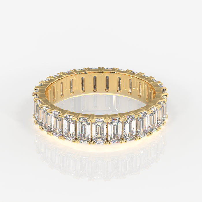 Emerald Cut Moissanite Diamond Eternity 9k Gold Band Ring