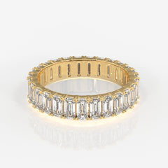 Emerald Cut Moissanite Diamond Eternity Sterling Silver Band Ring