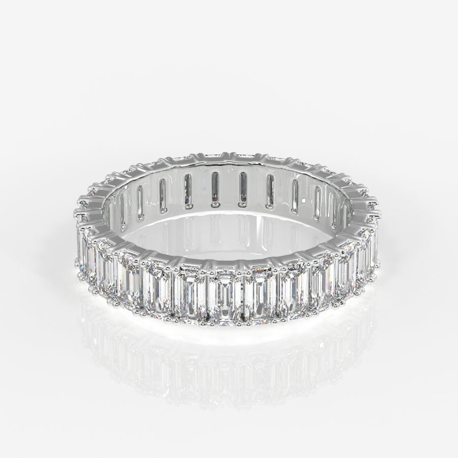 Emerald Cut Lab Grown Diamond Eternity 14k Gold Band Ring