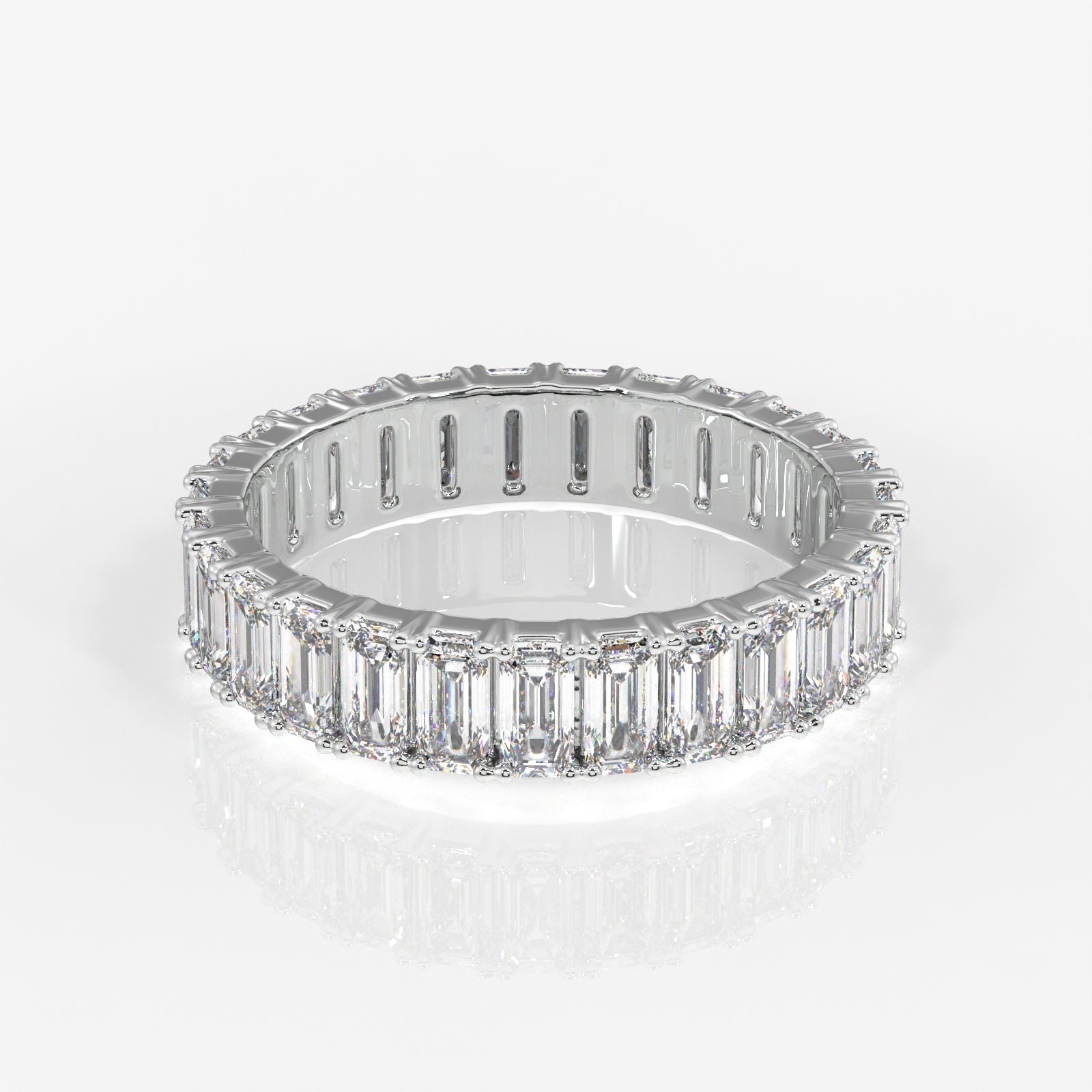 Emerald Cut Moissanite Diamond Eternity 9k Gold Band Ring