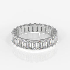 Emerald Cut Moissanite Diamond Eternity Sterling Silver Band Ring