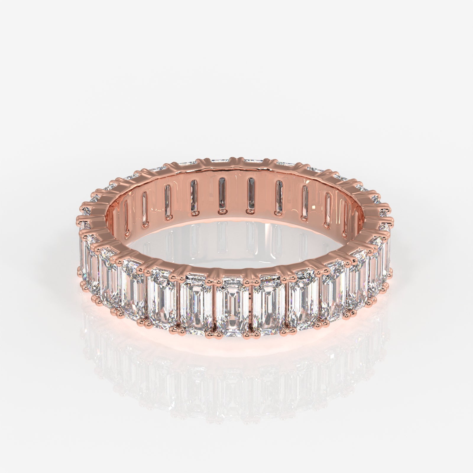 Emerald Cut Lab Grown Diamond Eternity 14k Gold Band Ring