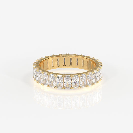 Radiant Cut Moissanite Diamond Eternity Band Sterling Silver Ring