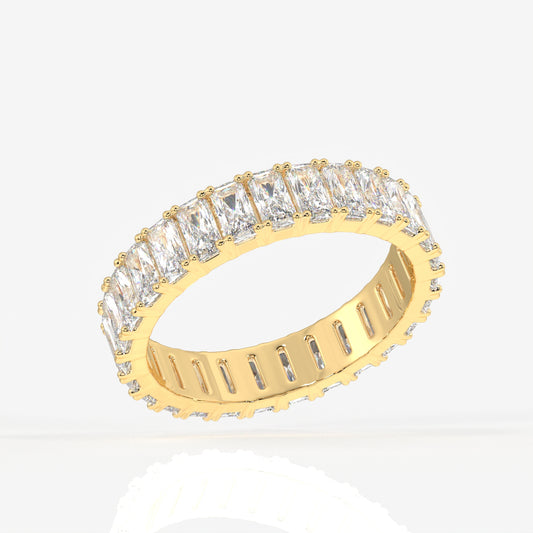 Radiant Cut Moissanite Diamond Eternity Band Sterling Silver Ring