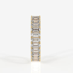 Emerald Cut Moissanite Diamond Eternity 18k Gold Band Ring