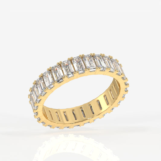 Emerald Cut Lab Grown Diamond Eternity 18k Gold Band Ring