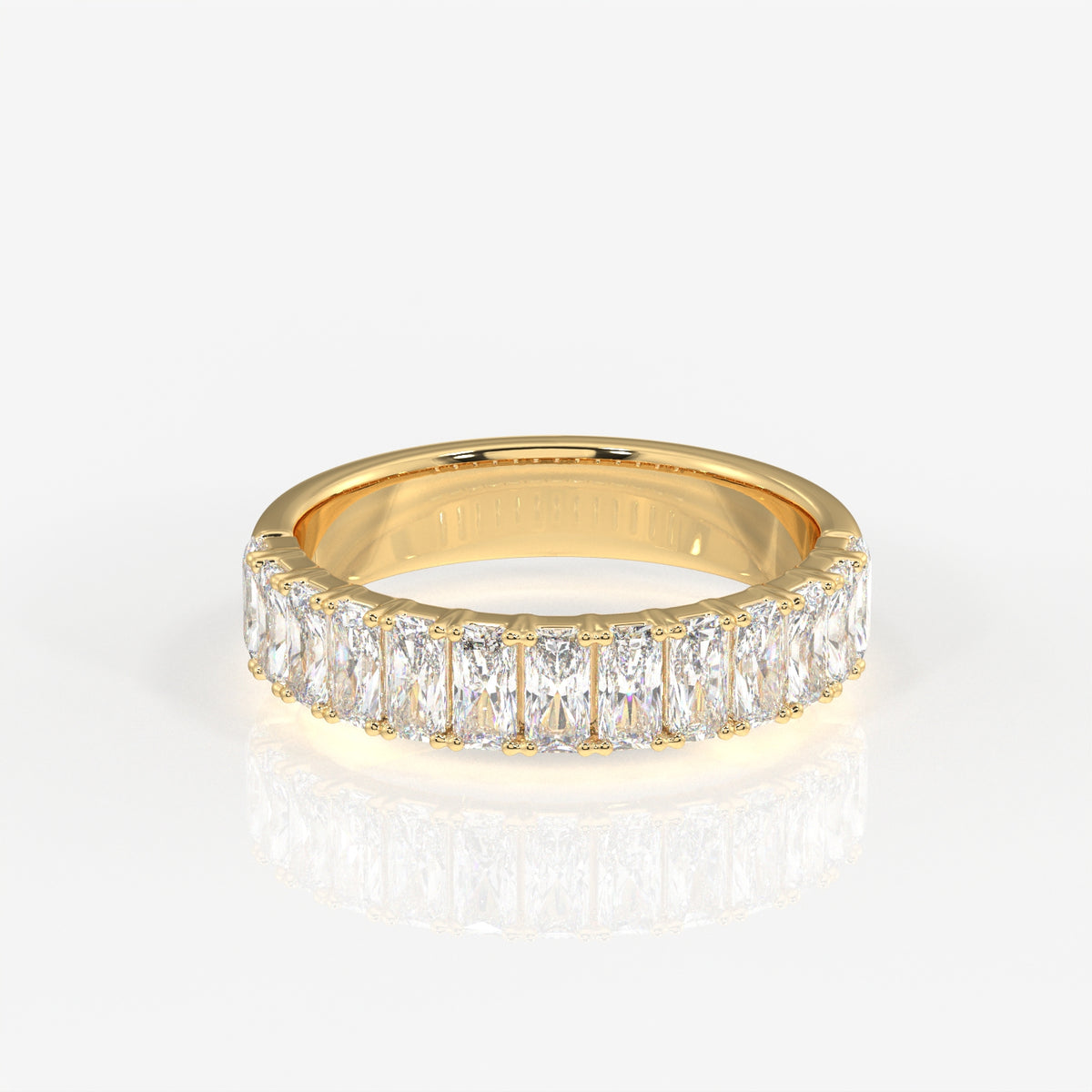 Radiant Cut Lab Grown Diamond Wedding Band 14K Gold Ring